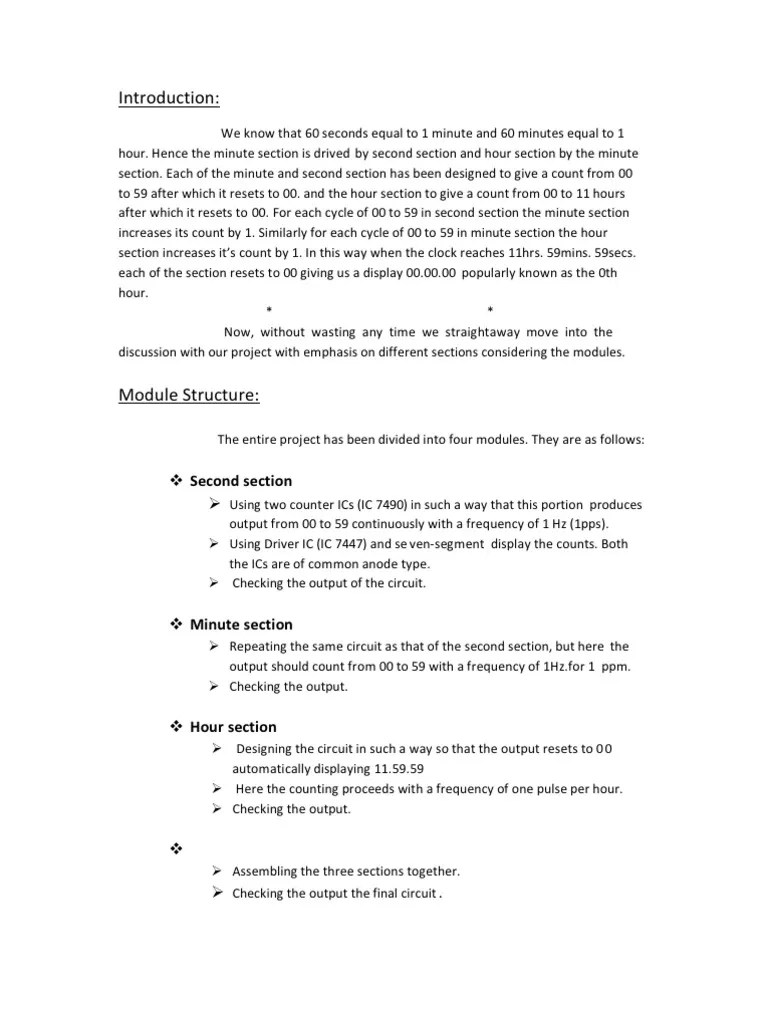 Digital Clock Project Report Touhid PDF Electronic Circuits Clock