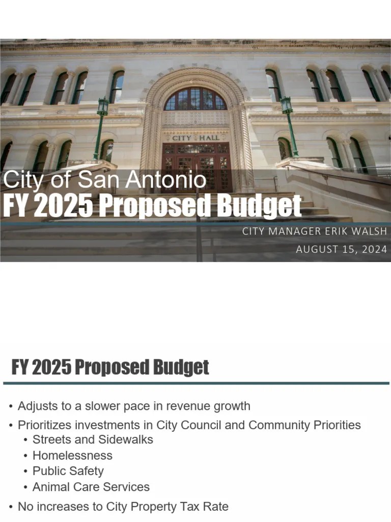 San Antonio FY 2025 Proposed Budget Overview PDF Taxes Property Tax