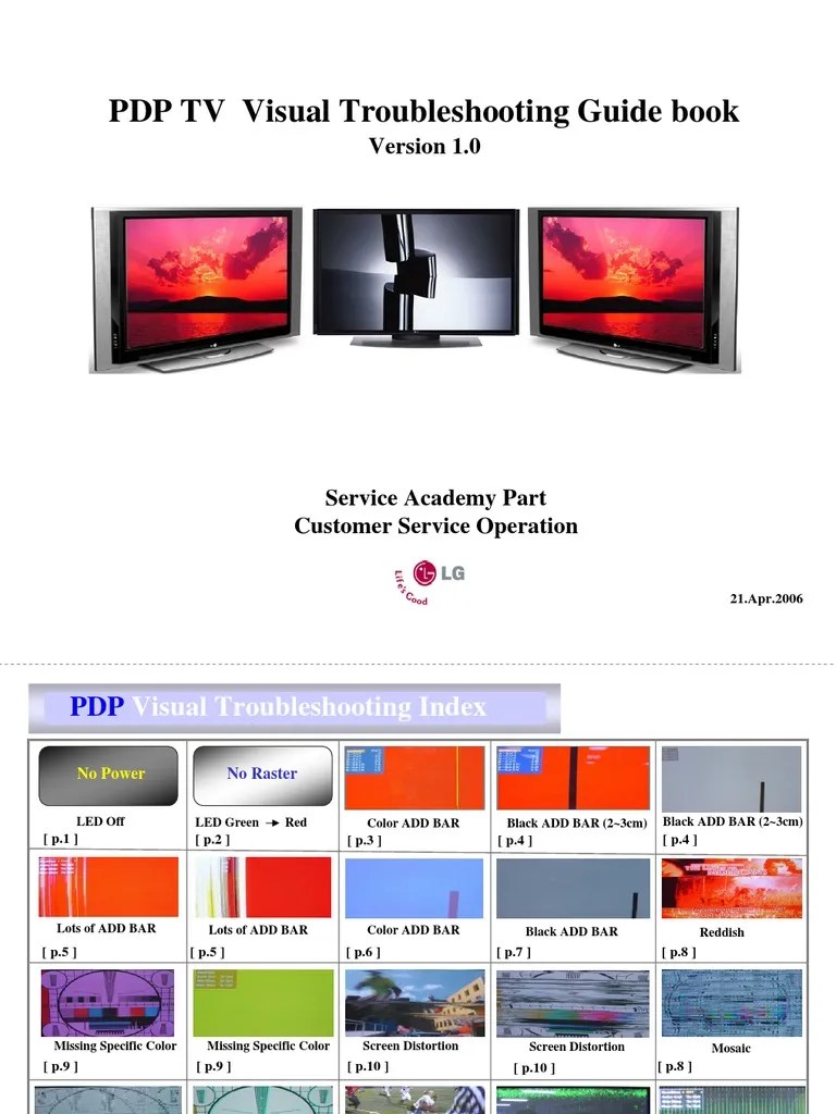LG PDP TV Visual Troubleshooting Guide Book Magenta Power Supply