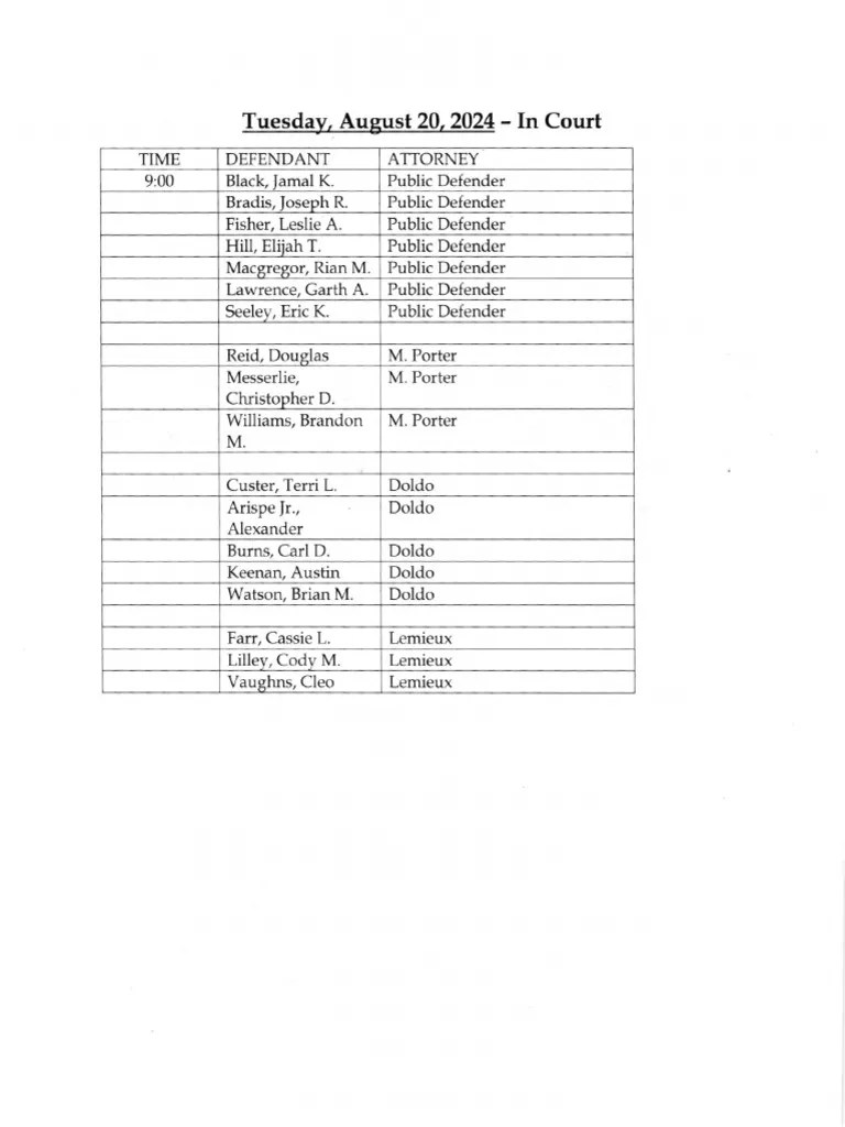 Court Schedule for August 20, 2024 PDF(08)