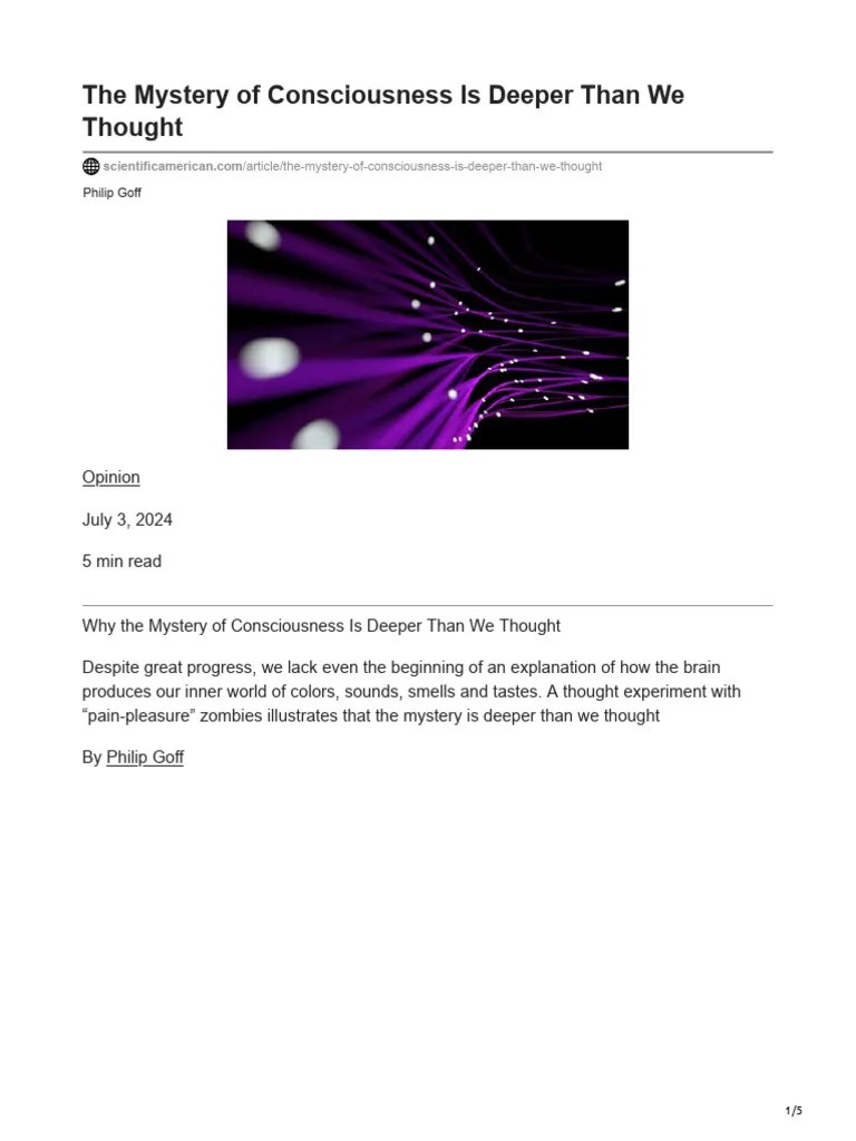 The Mystery of Consciousness Is Deeper Than We Thought PDF