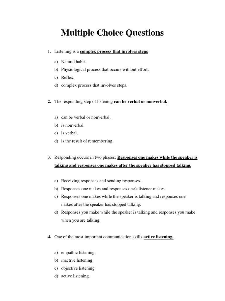 Final Multiple Choice Questions Interpersonal Communication