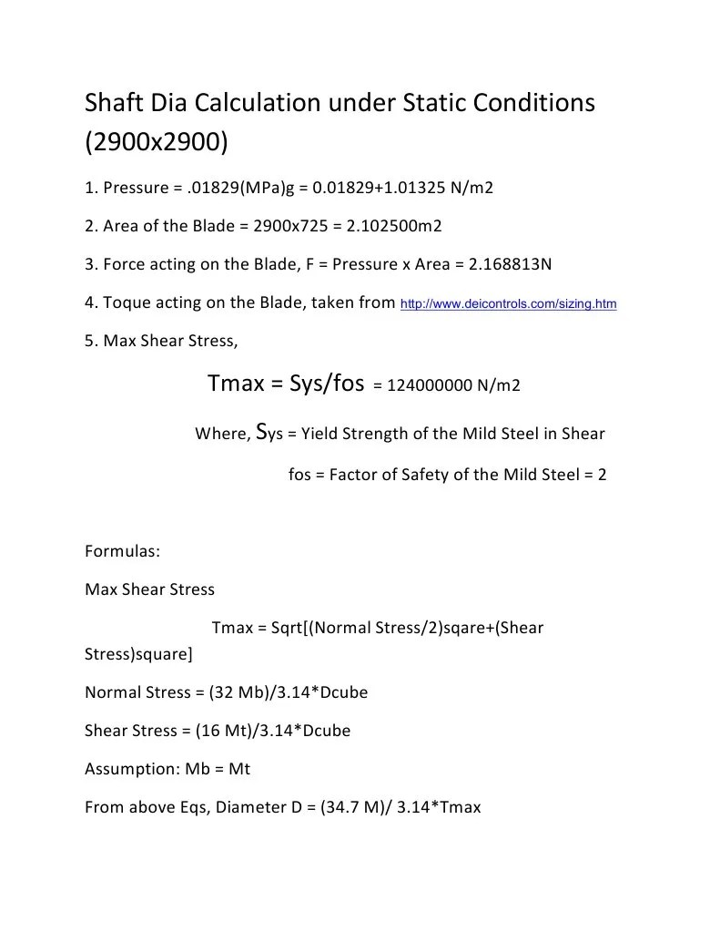 Shaft Diameter Calculation PDF