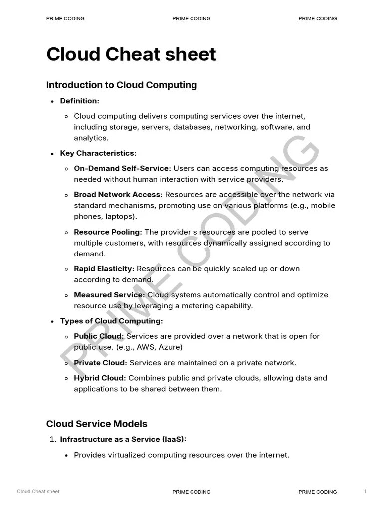 Cloud Cheat Sheet PDF