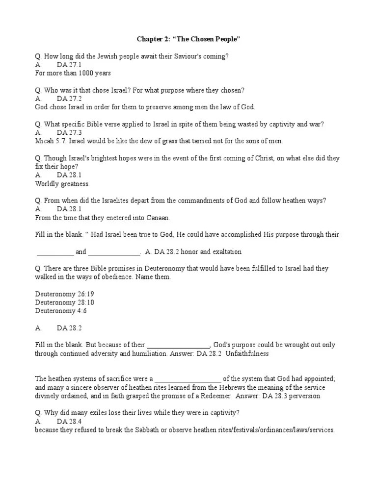 Chapter 2 The Chosen People Answer Sheet PDF Book Of Deuteronomy