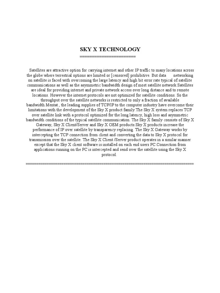 Sky X Technology PDF Transmission Control Protocol Network Congestion