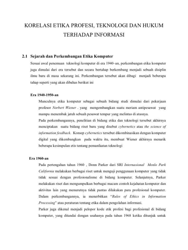 Jurnal Mengenai Etika Dan Keamanan Sistem Informasi PDF