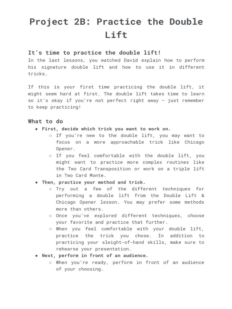 Project 2B Practice The Double Lift PDF