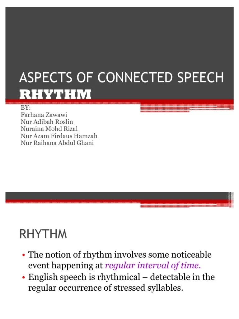 Aspects of Connected Speech Rhythm