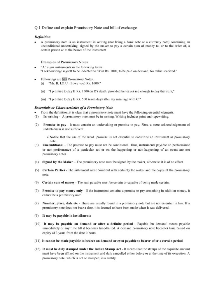 Business Law Question N Answers PDF Negotiable Instrument