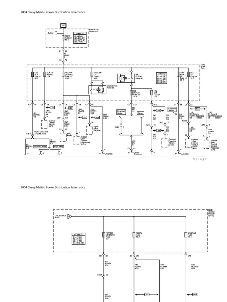 2004 Chevy Malibu Power Distribution | PDF
