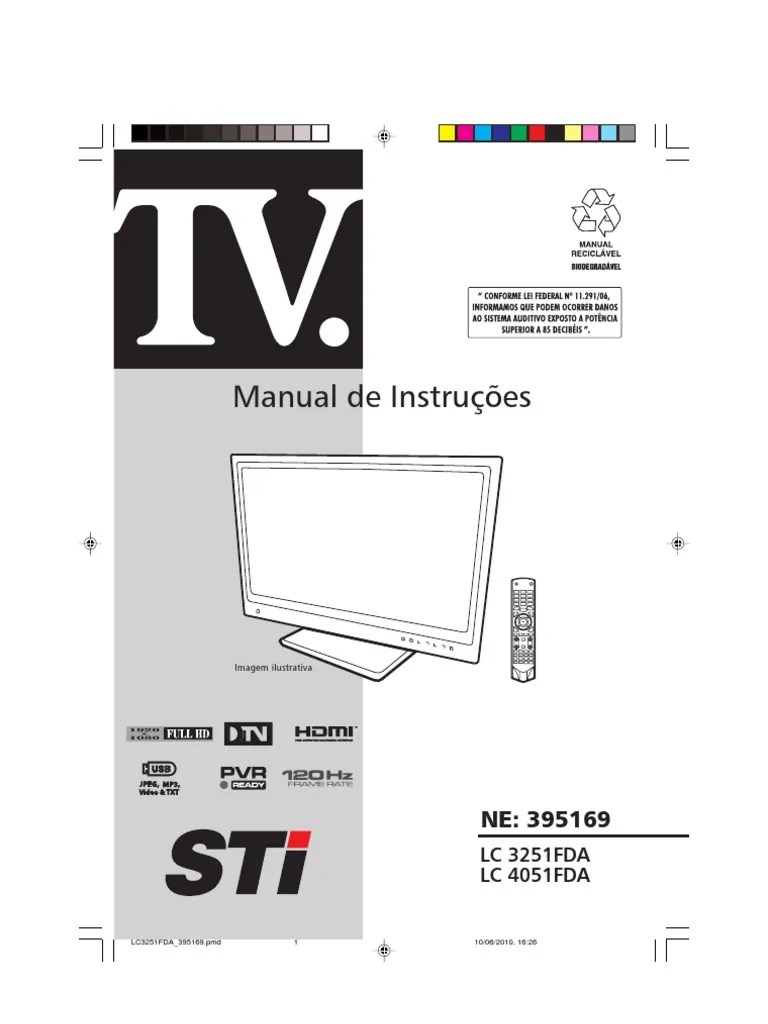 Manual TV Led 32 Semp Toshiba HDMI Televisão Digital