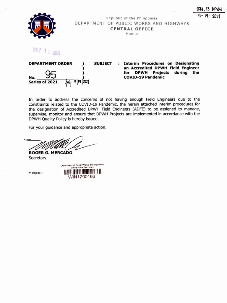 DPWH Field Engineer Interim Procedures On The Designation PDF