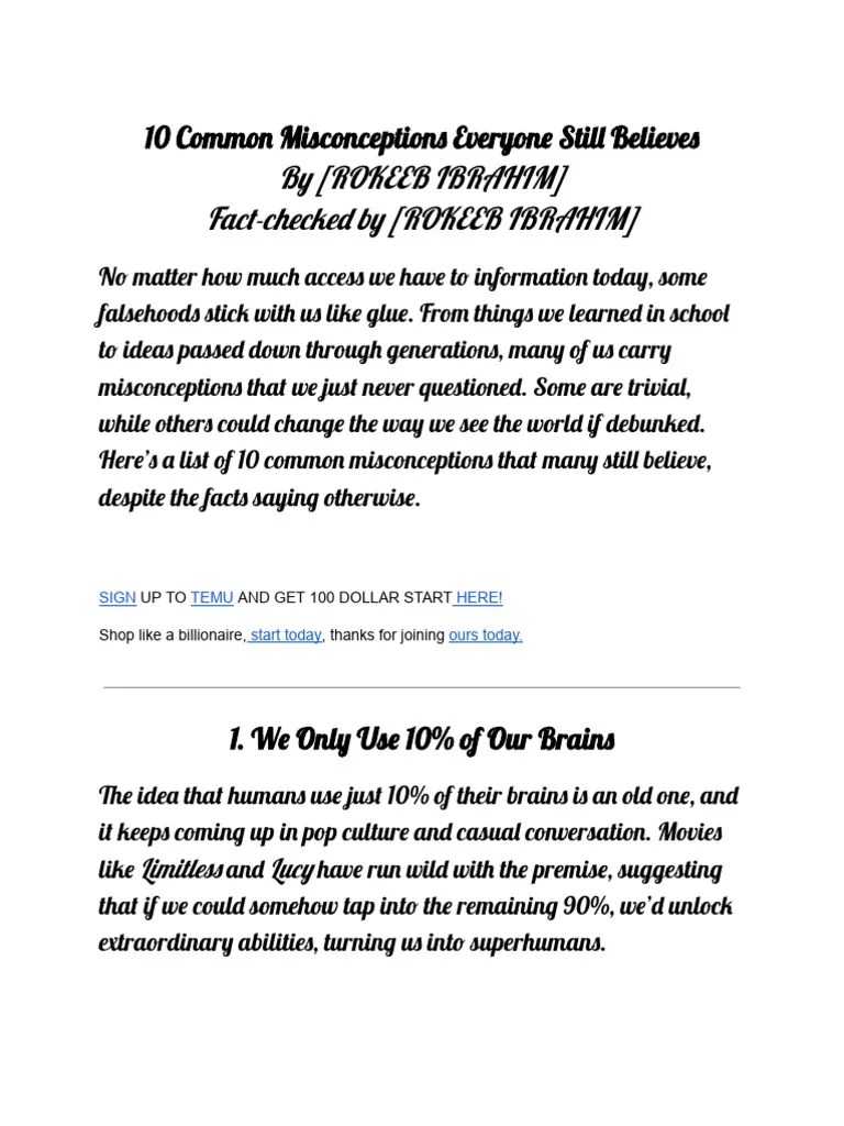 Debunking 10 Persistent Myths PDF Hair Senses