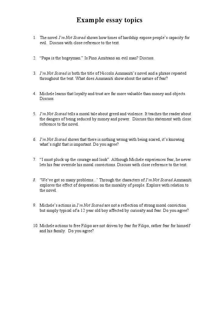 example essay topics