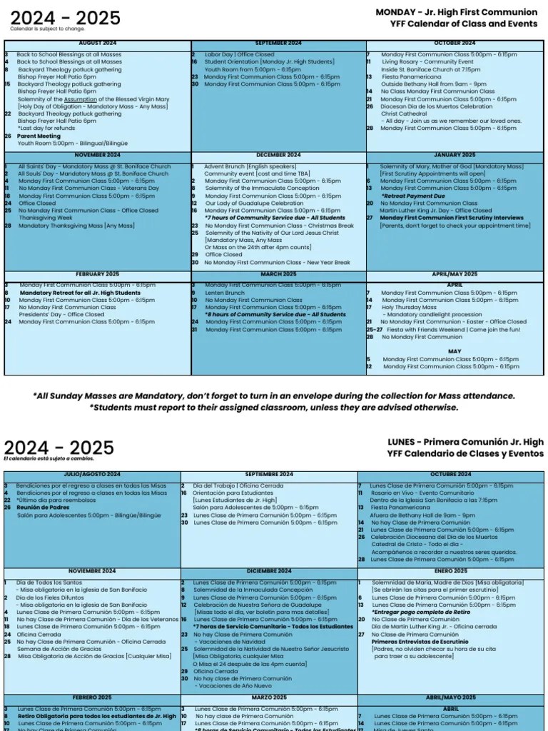 2425 Calendar PDF