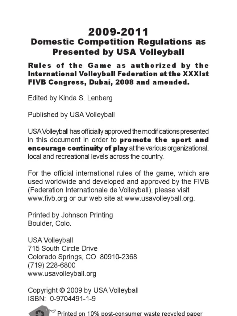 Usa Volleyball Indoor Rules Final Volleyball Sports Free 30day