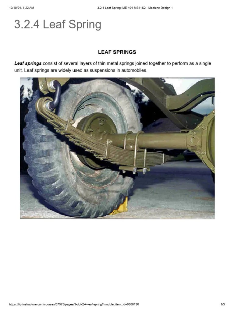 3.2.4 Leaf Spring_ ME 404ME41S2 Machine Design 1 PDF