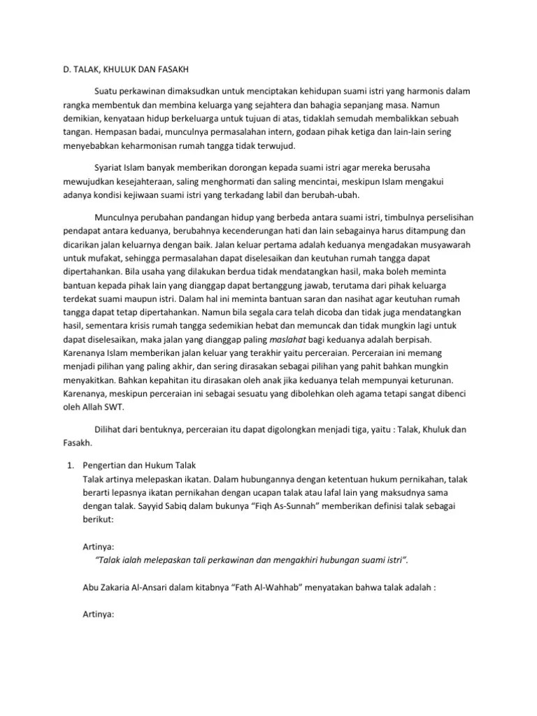 Talak, Khuluk Dan Fasakh | PDF