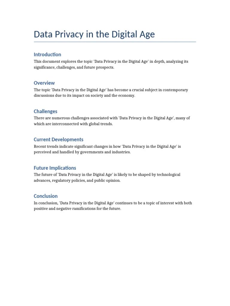 Data Privacy in The Digital Age PDF
