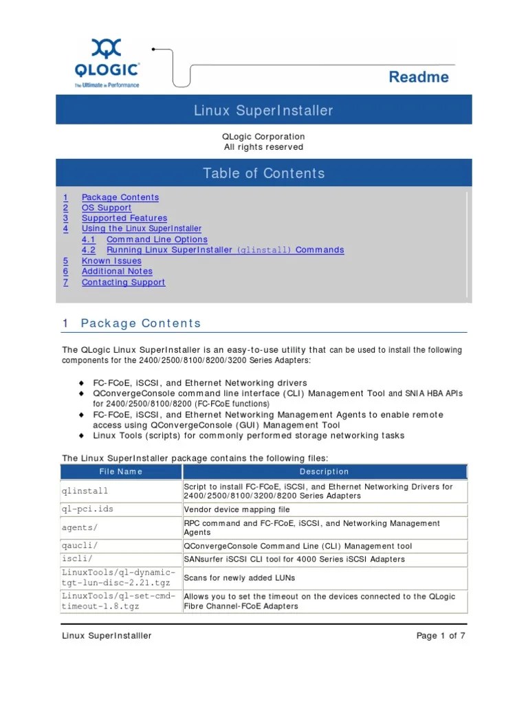 QLogicLinux Super Installer Readme PDF Device Driver Operating System
