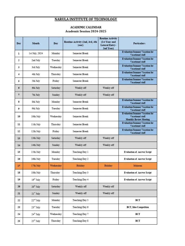 Academic Calendar 2425 PDF