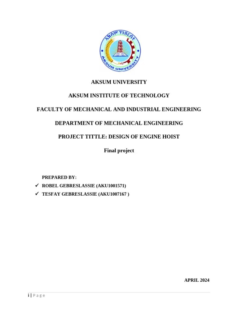 MULTI PURPOSE OF ENGINE HOIST MACHINE FINAL PROJECT 2024 PDF