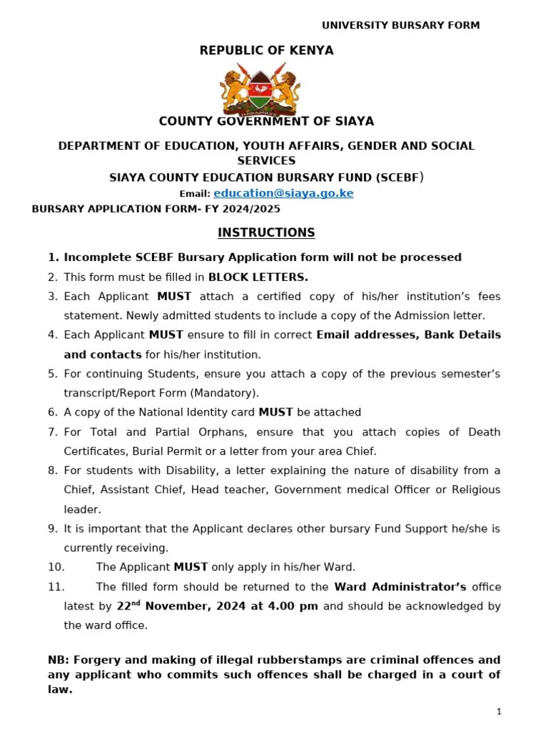 Bursary Form Universities 20242025 PDF Justice Crime & Violence
