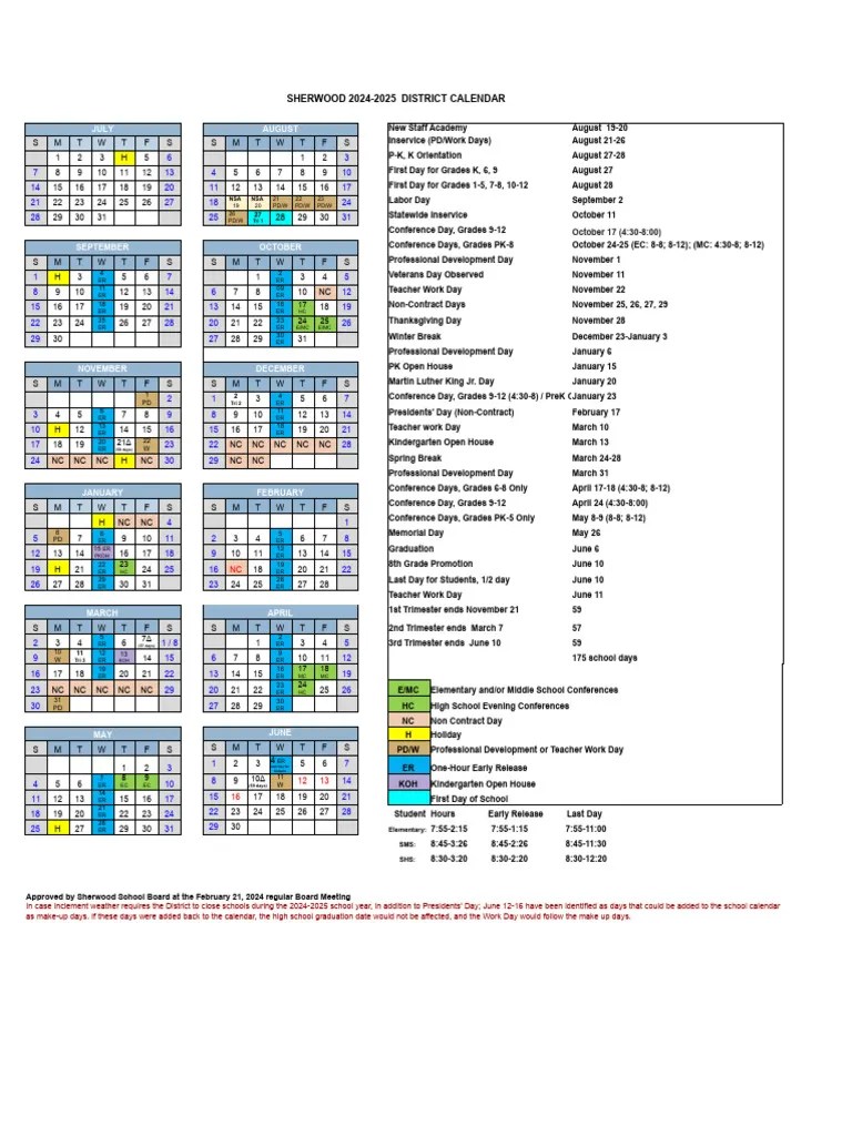 Final Board Copy of 2024 2025 District Calendar Revised 6.20.24 PDF Educational Organizations Educational Institutions