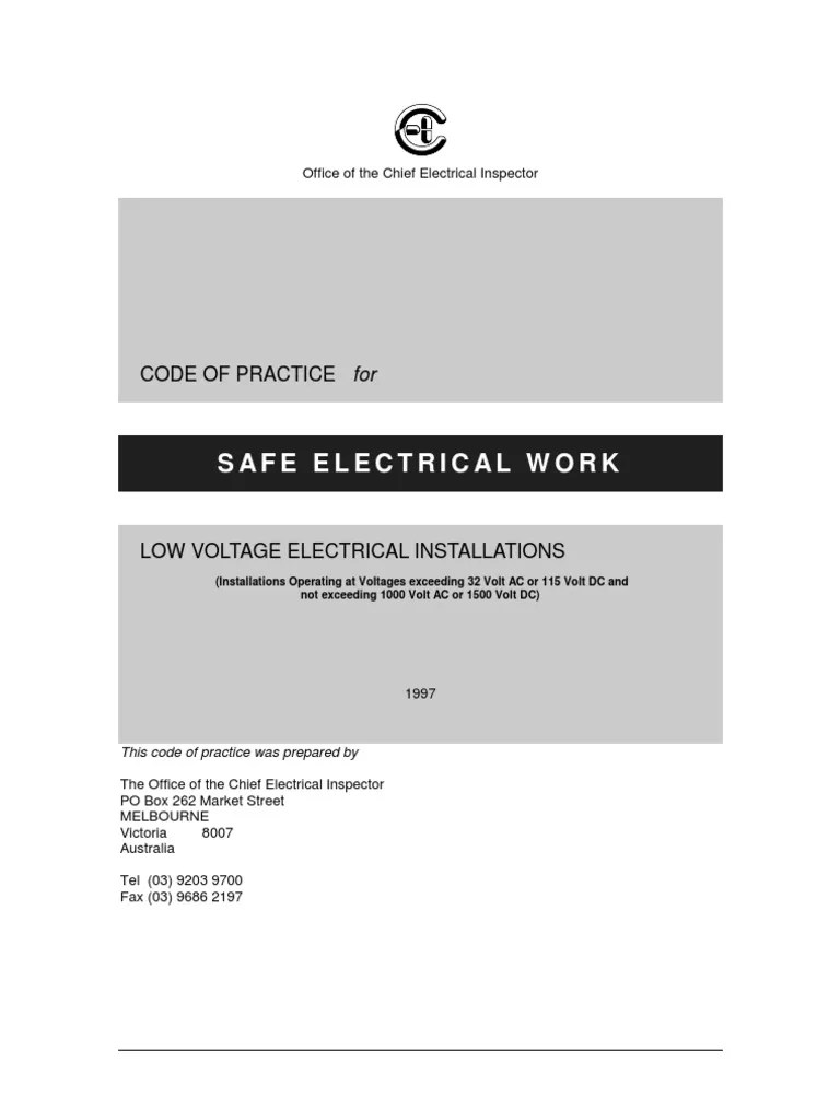 Code of Practice Safe Electrical Work Electrical Wiring Insulator (Electricity)