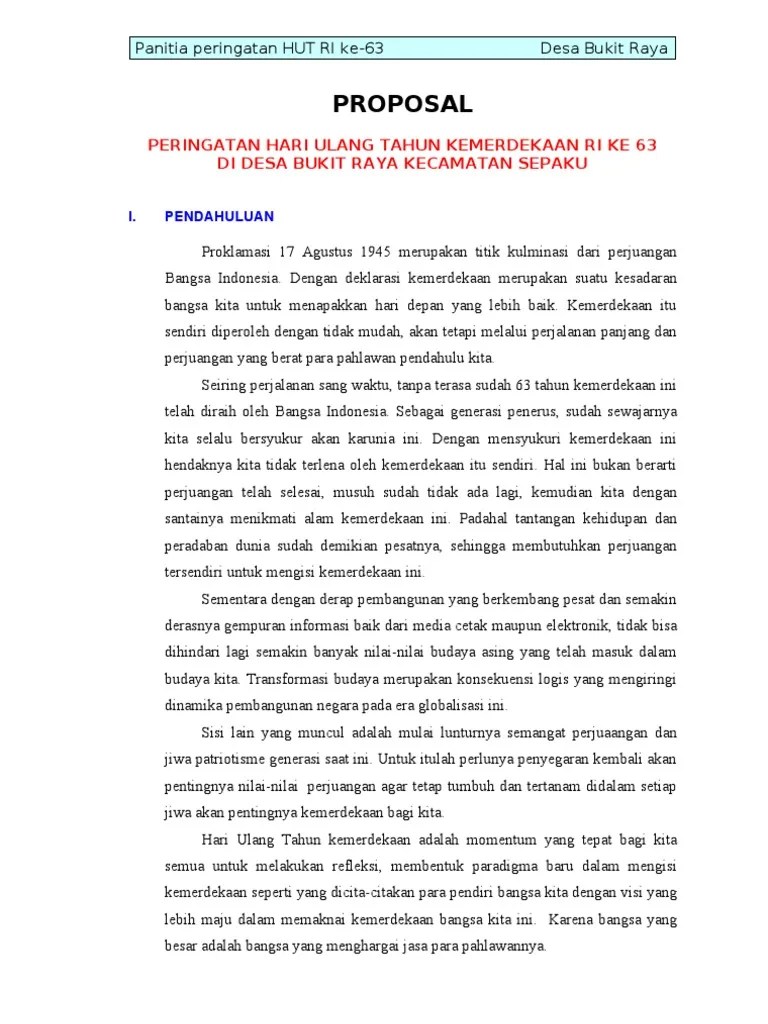 Contoh Proposal Kegiatan Hut Ri Karang Taruna - Nusagates