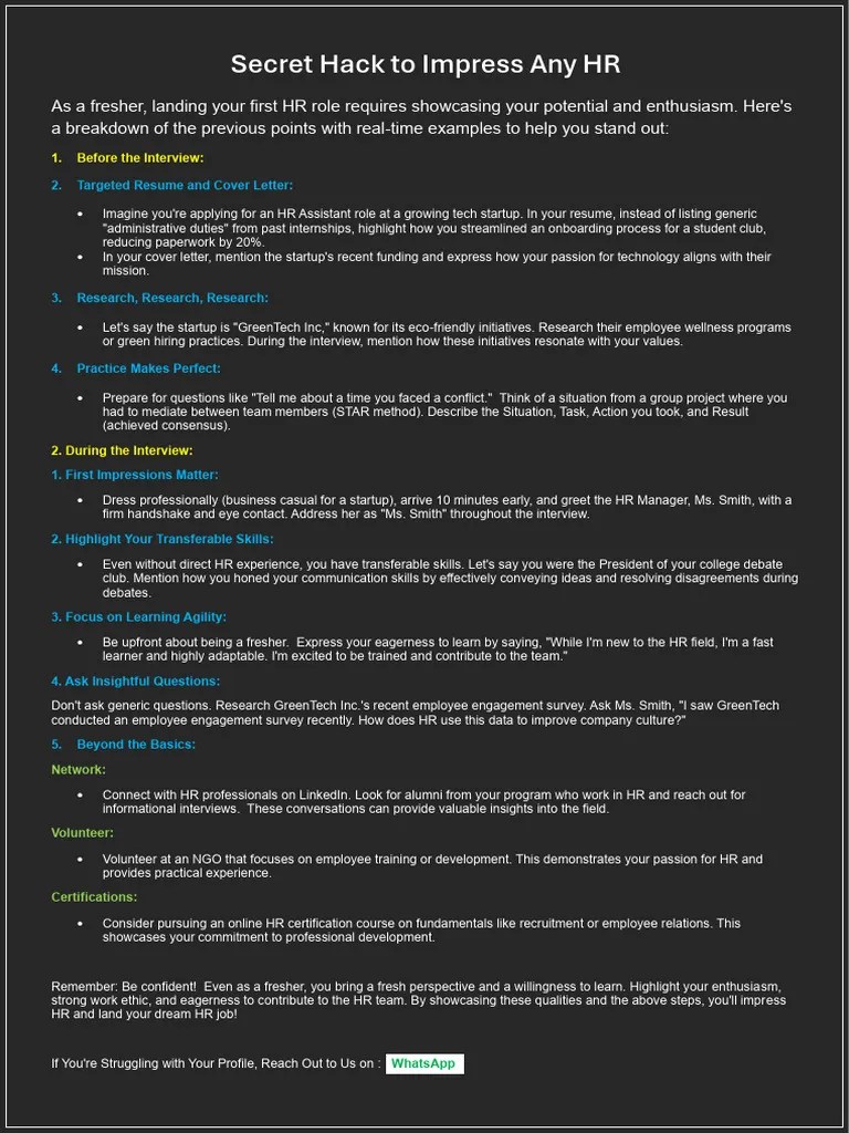 Secret Hack To Impress Any HR PDF Startup Company Small Business