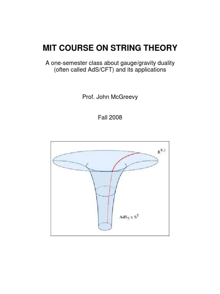 MIT Course On AdSCFT Corrspondence PDF String Theory