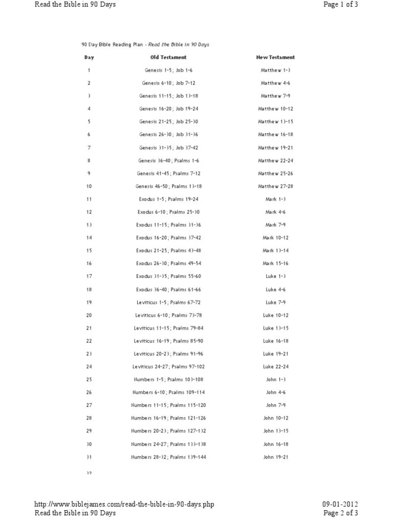 Bible Reading Plan90 Day PDF Religious Texts Jewish Texts