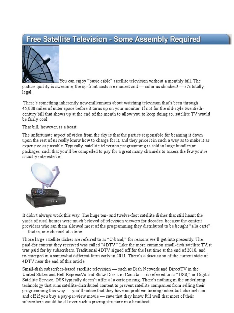 Free Satellite TV Legal PDF Satellite Television Pay Television