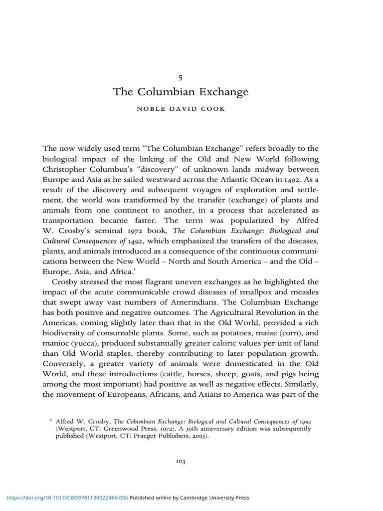 The Columbian Exchange PDF Black Death Malaria