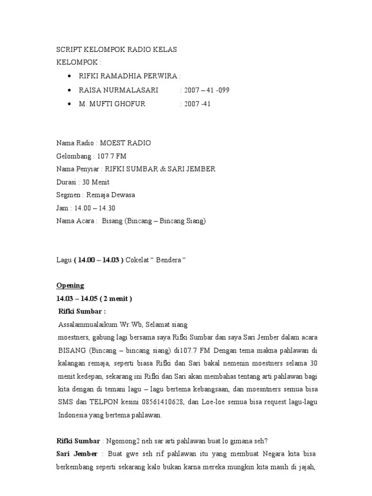 Contoh Naskah Radio