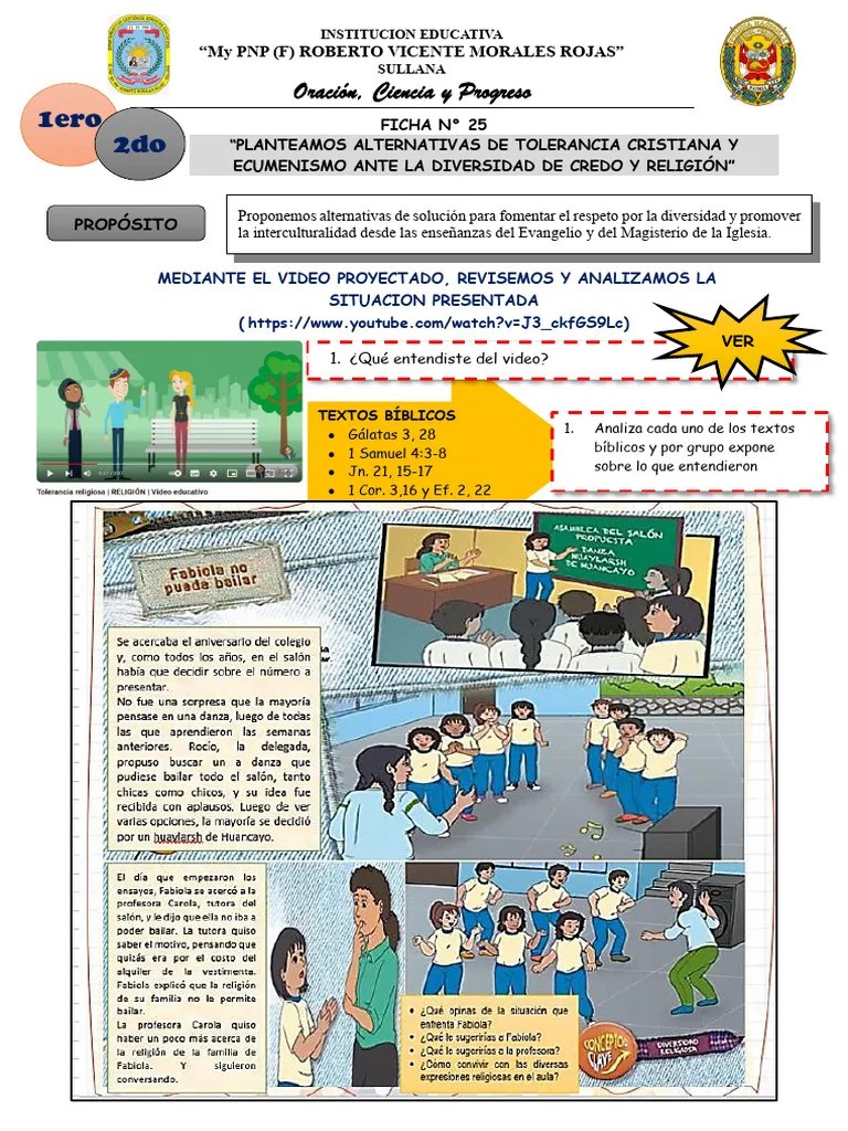 FICHA N° 25 RELIGION SEGUNDO Y PRIMERO PDF