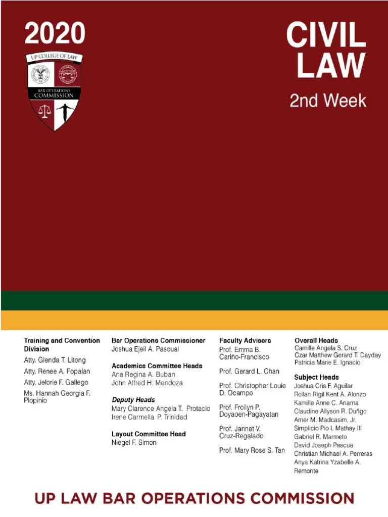 2020 UP BOC Civil Law Reviewer PDF Jurisdiction Tort