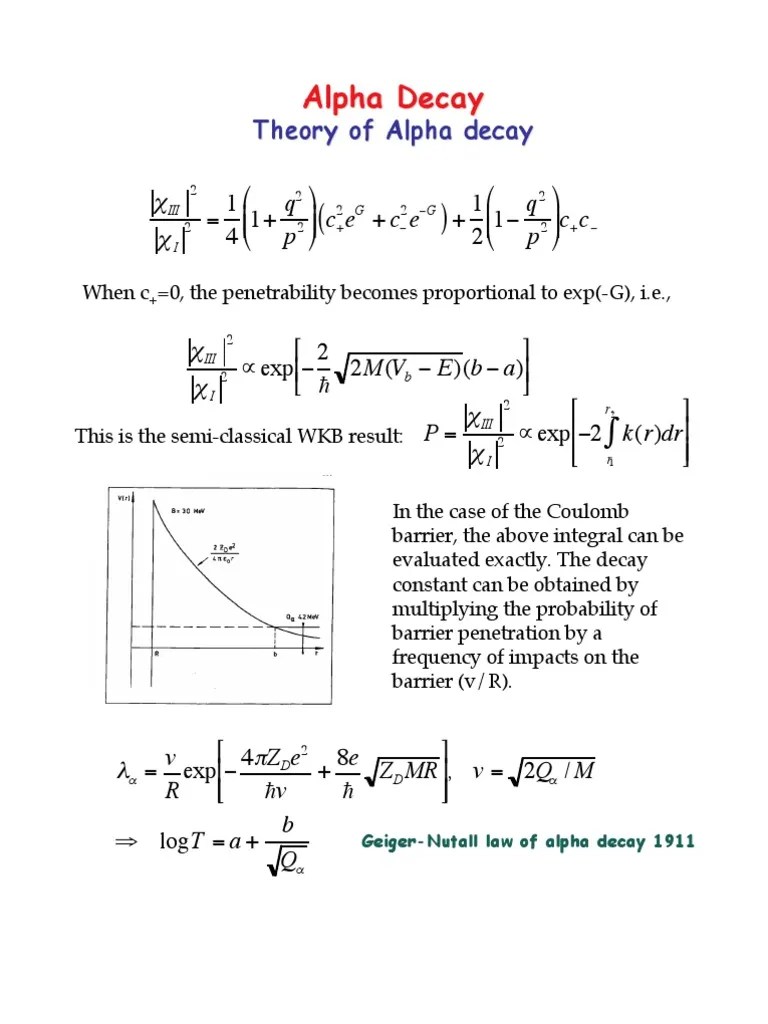 Alpha Decay 2 Radioactive Decay Nuclear Physics