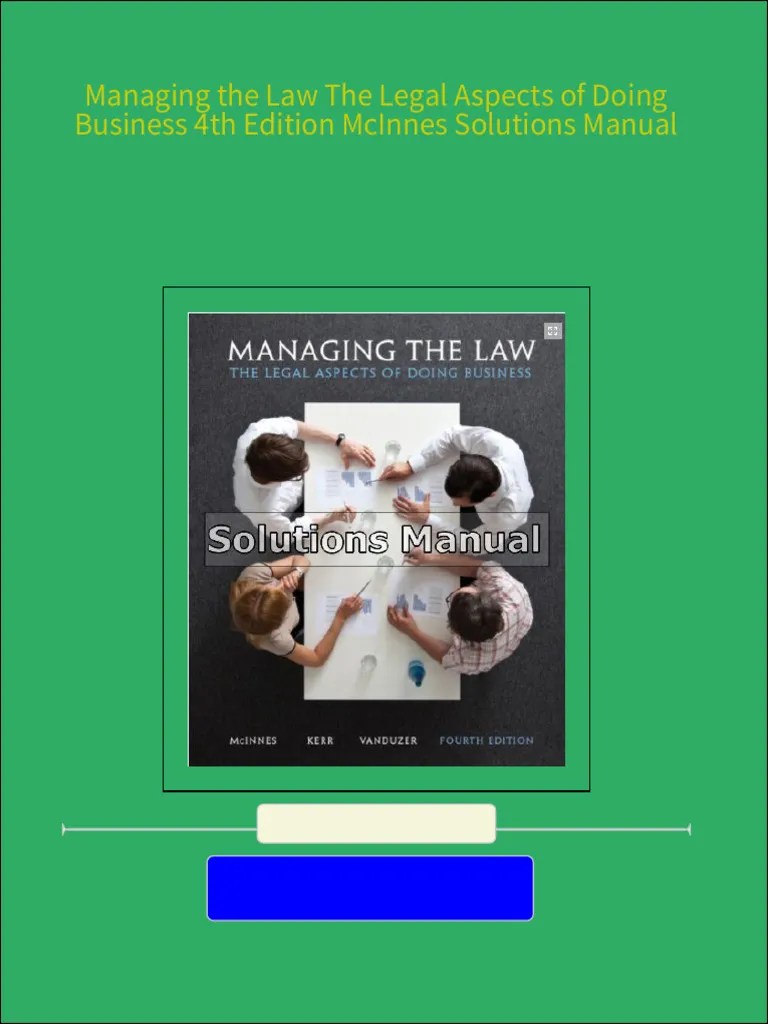 Managing the Law The Legal Aspects of Doing Business 4th Edition