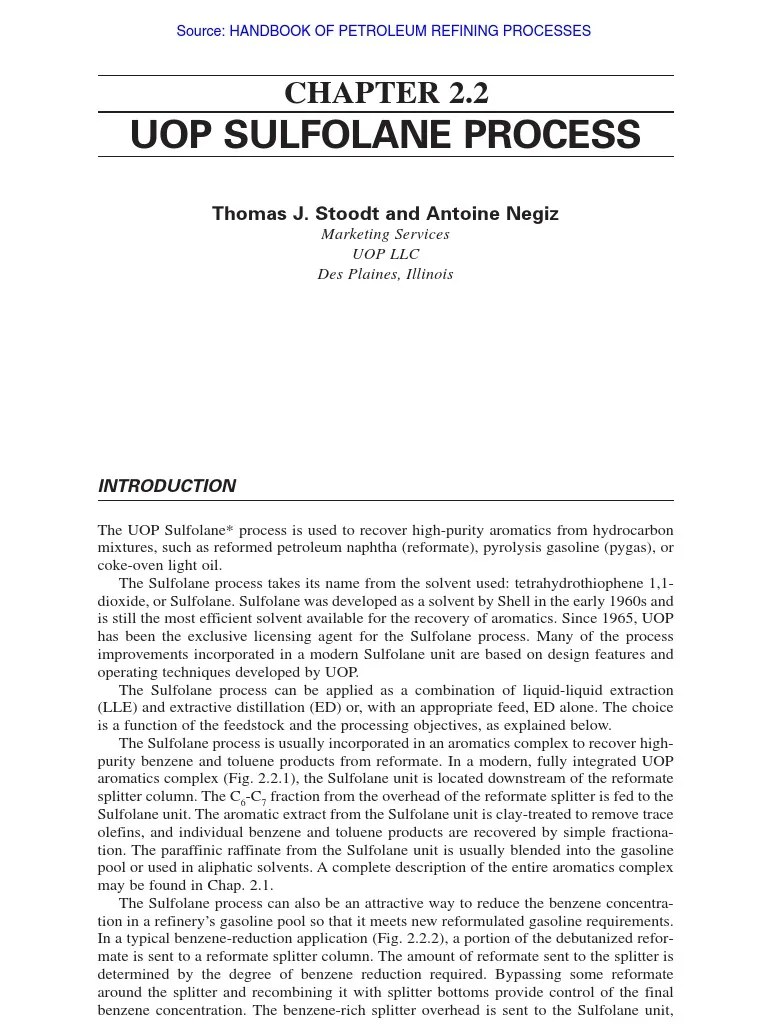 Uop Sulfolane Process: Thomas J. Stoodt and Antoine Negiz | PDF