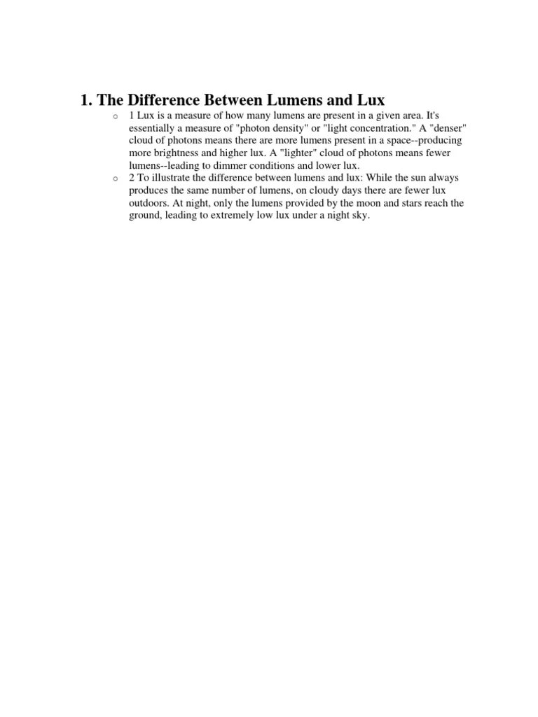 The Difference Between Lumens and Lux PDF