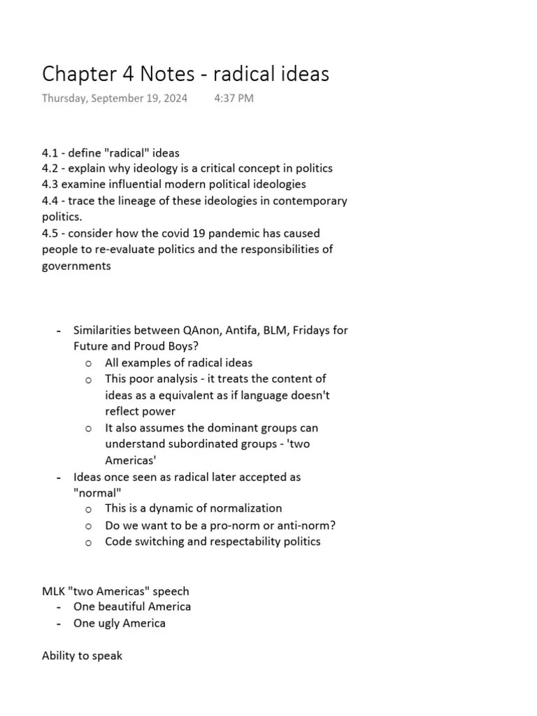 Chapter 4 Notes Radical Ideas PDF Anarchism Capitalism