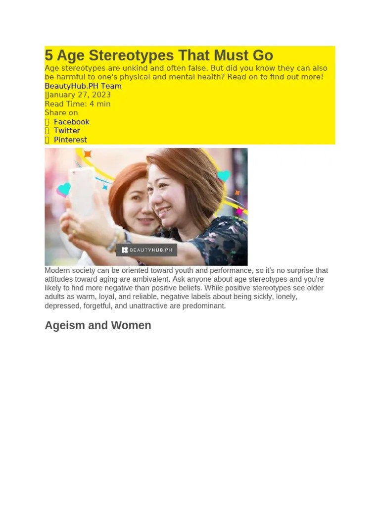 5 Age Stereotypes That Must Go PDF Ageism Stereotypes