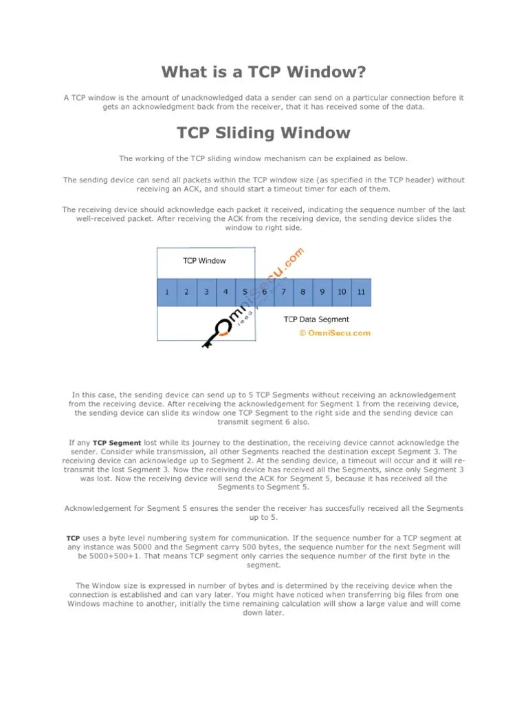 What is a TCP Window Transmission Control Protocol Communications