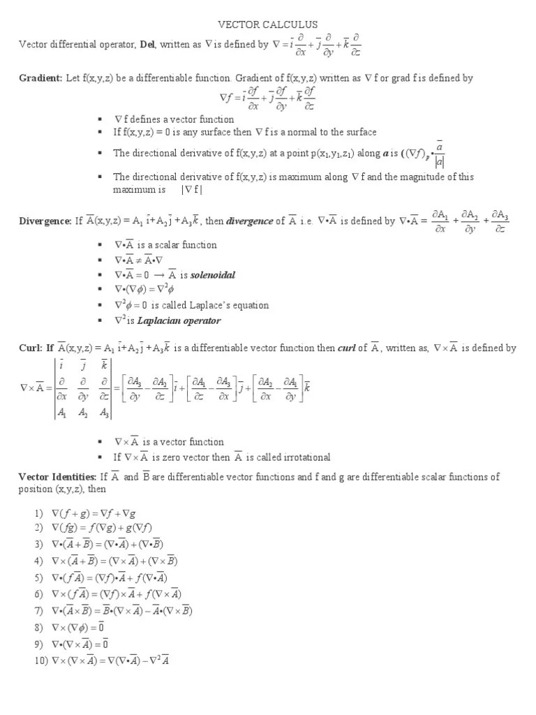 Vectors Cheat Sheet