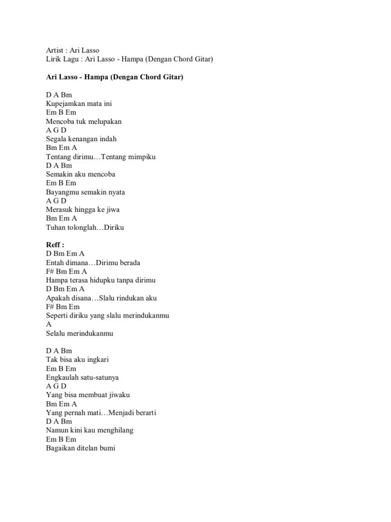 Ari Lasso Hampa Chord D
