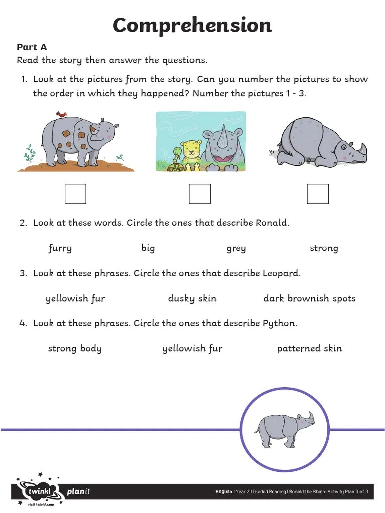 Comprehension Activity Sheet | PDF