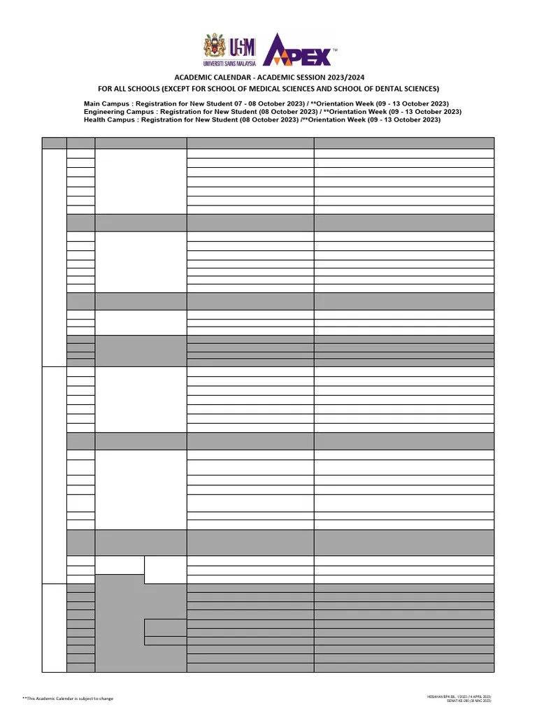 UM Academic Calendar 2023/2024 PDF Academic Term Educational